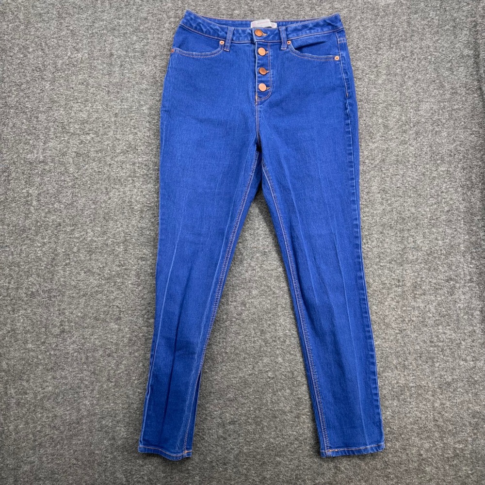 No Boundaries Womens High Rise Button Fly Skinny Jeans Blue Size 15 Stretch